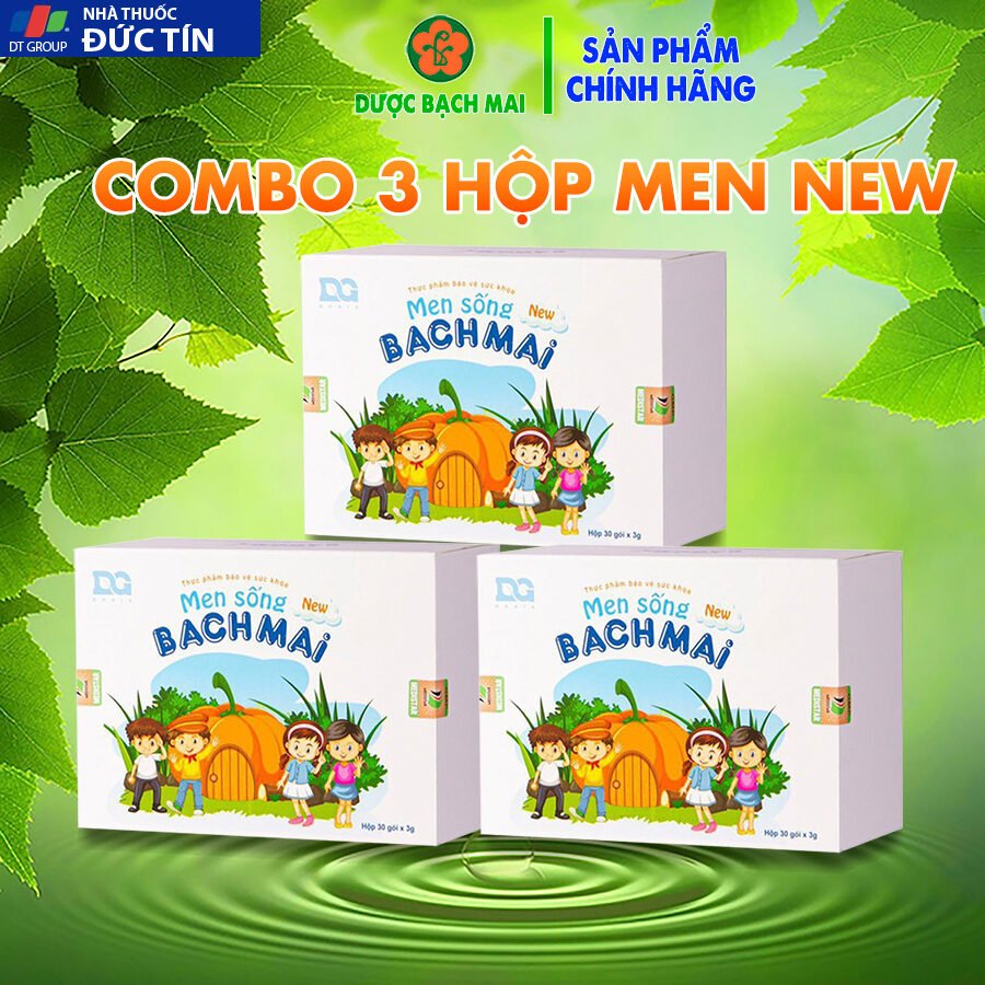 Combo 3 hộp Men vi sinh cho bé Men sống Bạch Mai NEW hết Táo bón Biếng ăn Tiêu chảy tiêu hóa trẻ Ăn ngon chủng lợi khuẩn 25 combach1 1
