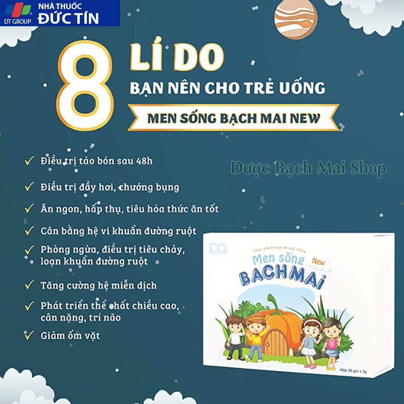 Combo 3 hộp Men vi sinh cho bé Men sống Bạch Mai NEW hết Táo bón Biếng ăn Tiêu chảy tiêu hóa trẻ Ăn ngon chủng lợi khuẩn 21 combach5