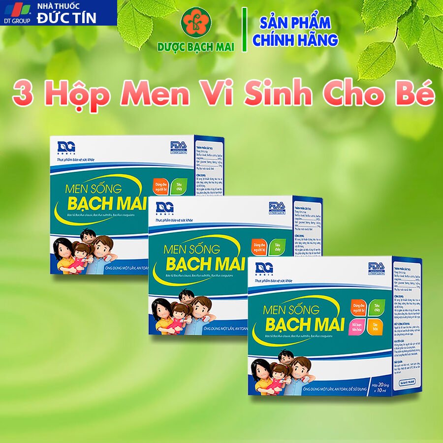 Combo 3 hộp Men sống Bạch mai Men vi sinh cho bé tiêu hóa trẻ Ăn ngon hết Tiêu chảy Táo bón Biếng ăn với chủng lợi khuẩn 25 combo1 3