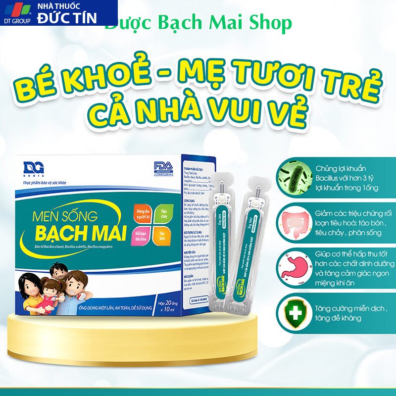 Combo 3 hộp Men sống Bạch mai Men vi sinh cho bé tiêu hóa trẻ Ăn ngon hết Tiêu chảy Táo bón Biếng ăn với chủng lợi khuẩn 24 combo2 1