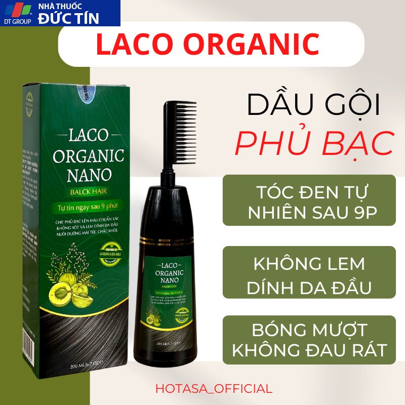 DẦU GỘI PHỦ BẠC LACO ORGANIC NANO CHÍNH HÃNG, THẢO DƯỢC NHUỘM ĐEN TÓC sau 9 PHÚT 28 dau ohubac1 1