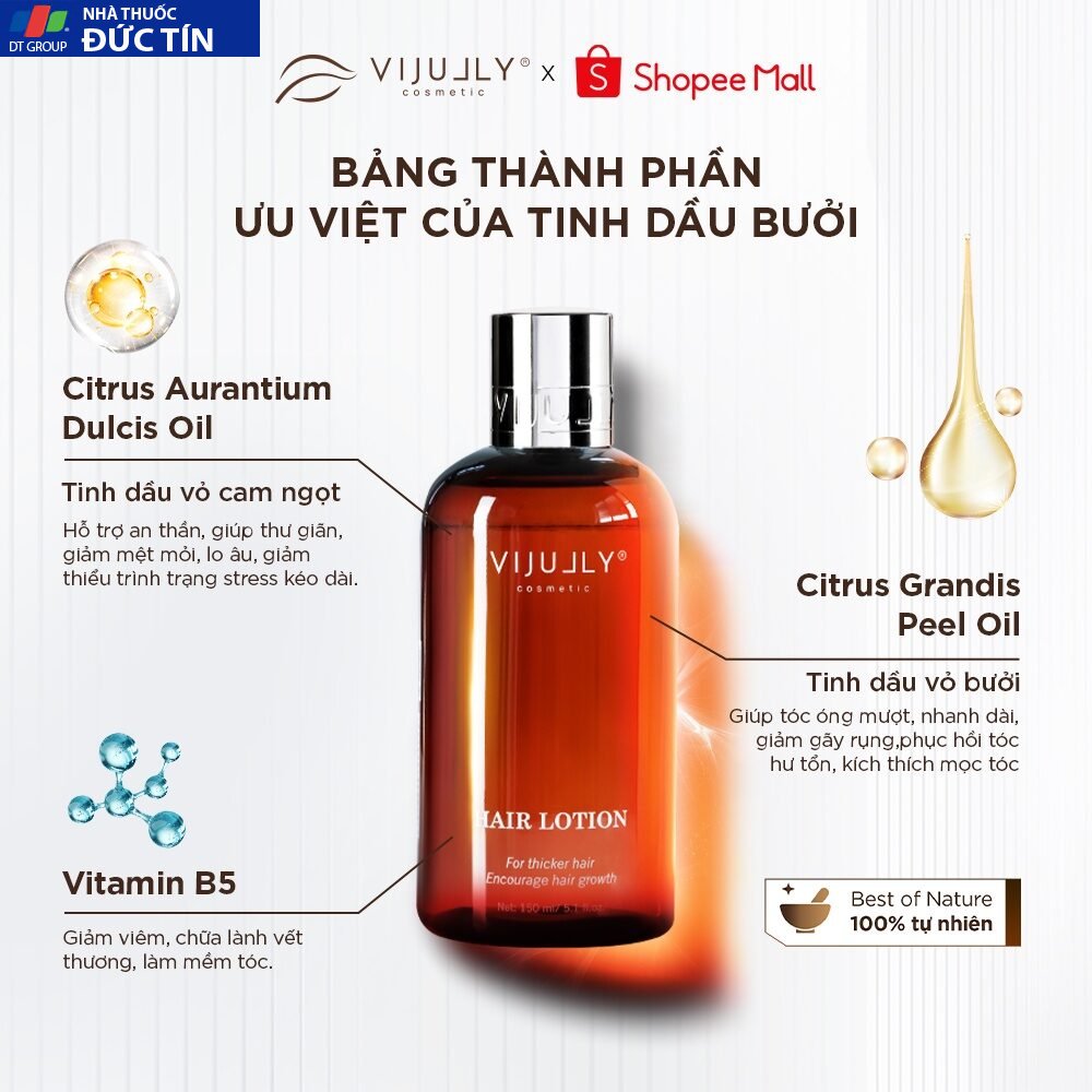 Xịt dưỡng tóc tinh dầu bưởi ( Hair Lotion ) Vi Jully 150ml 20 duong3
