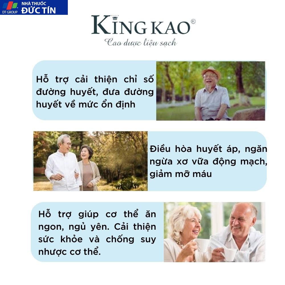 Cao giảo cổ lam Kingkao 100% tinnh chất giảo cổ lam dành cho người cao tuổi, người mỡ máu, cao huyết áp - Hộp 2 lọ 75g 12 giaoco5