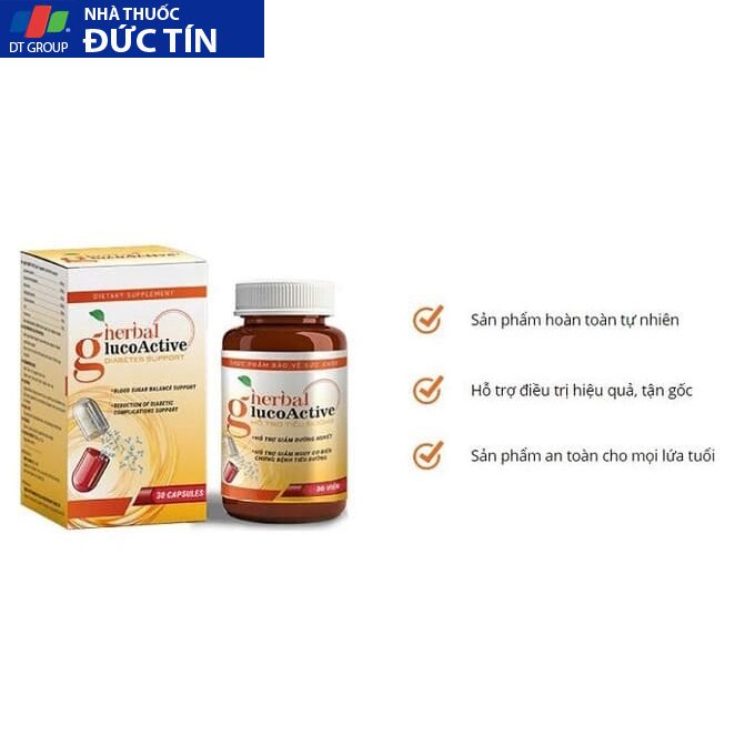 Herbal Glucoactive Hỗ Trợ Cải Thiện,Giảm Nguy Cơ Biến Chứng Bệnh Tiểu Đường Hộp 30 Viên 34 her9