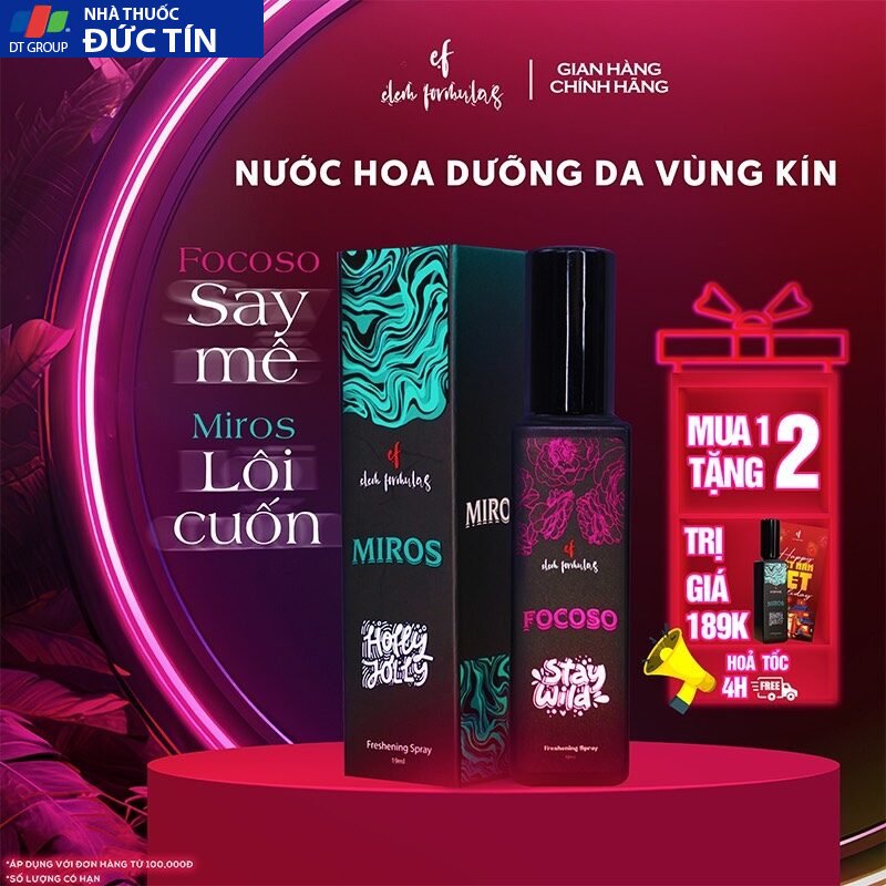Nước Hoa Vùng Kín Nữ Giới Hương Nước Hoa Cao Cấp Từ Ý, Xịt Thơm Vùng Kín 19 ML Cấp Khoáng Dưỡng Ẩm An Toàn Cho Da 20 hoabim1