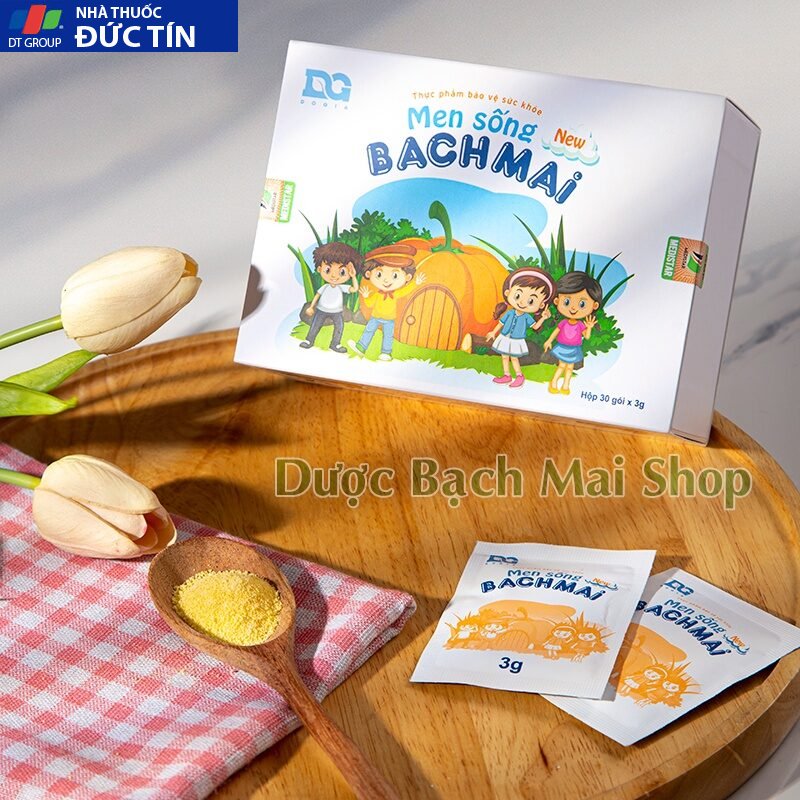 Men sống Bạch Mai NEW (men vi sinh cho bé táo bón, tiêu chảy) bổ sung bào tử lợi khuẩn, Hộp 30 gói (dạng bột) 21 men2 1