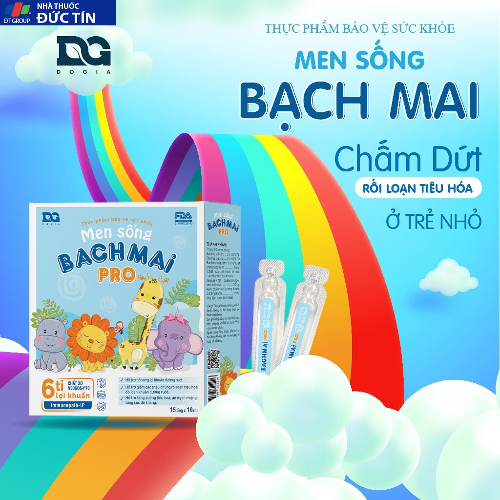 Men sống bạch mai Pro Đỗ Gia 6 tỉ lợi khuẩn men vi sinh cải thiện hệ tiêu hoá cho bé hộp 15 ống x 10ml 27 menbach2