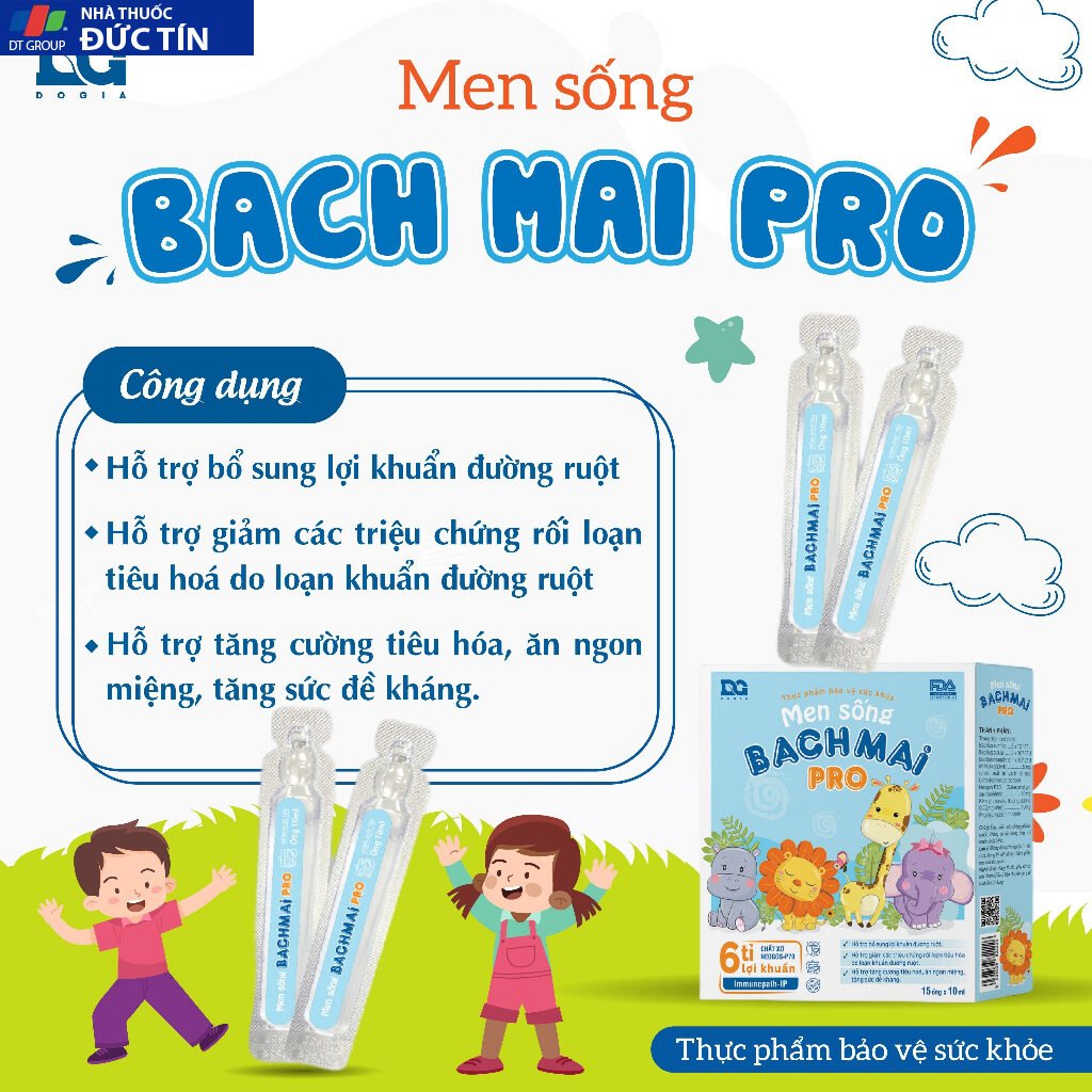 Men sống bạch mai Pro Đỗ Gia 6 tỉ lợi khuẩn men vi sinh cải thiện hệ tiêu hoá cho bé hộp 15 ống x 10ml 25 menbach4