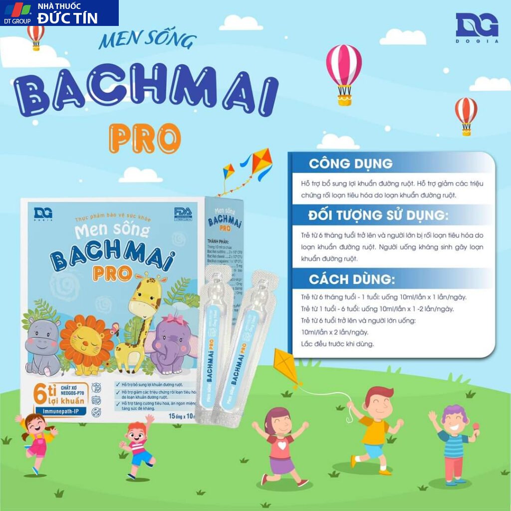 Men sống bạch mai Pro Đỗ Gia 6 tỉ lợi khuẩn men vi sinh cải thiện hệ tiêu hoá cho bé hộp 15 ống x 10ml 23 menbach6