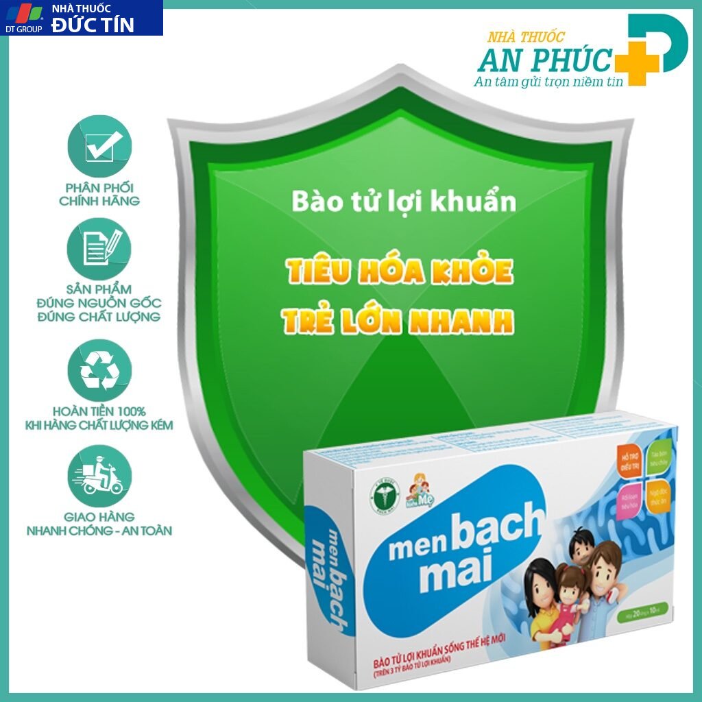 Men bạch mai, Men sống bạch mai mẫu mới, Hàng chính hãng nguyên tem CP, Date mới nhất - Hộp 20 ống 21 menbachmai2