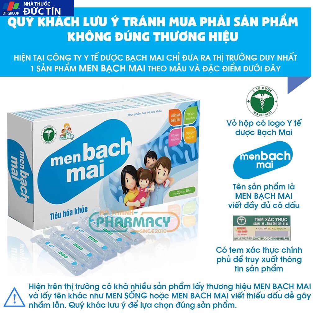Men bạch mai, Men sống bạch mai mẫu mới, Hàng chính hãng nguyên tem CP, Date mới nhất - Hộp 20 ống 20 menbachmai3