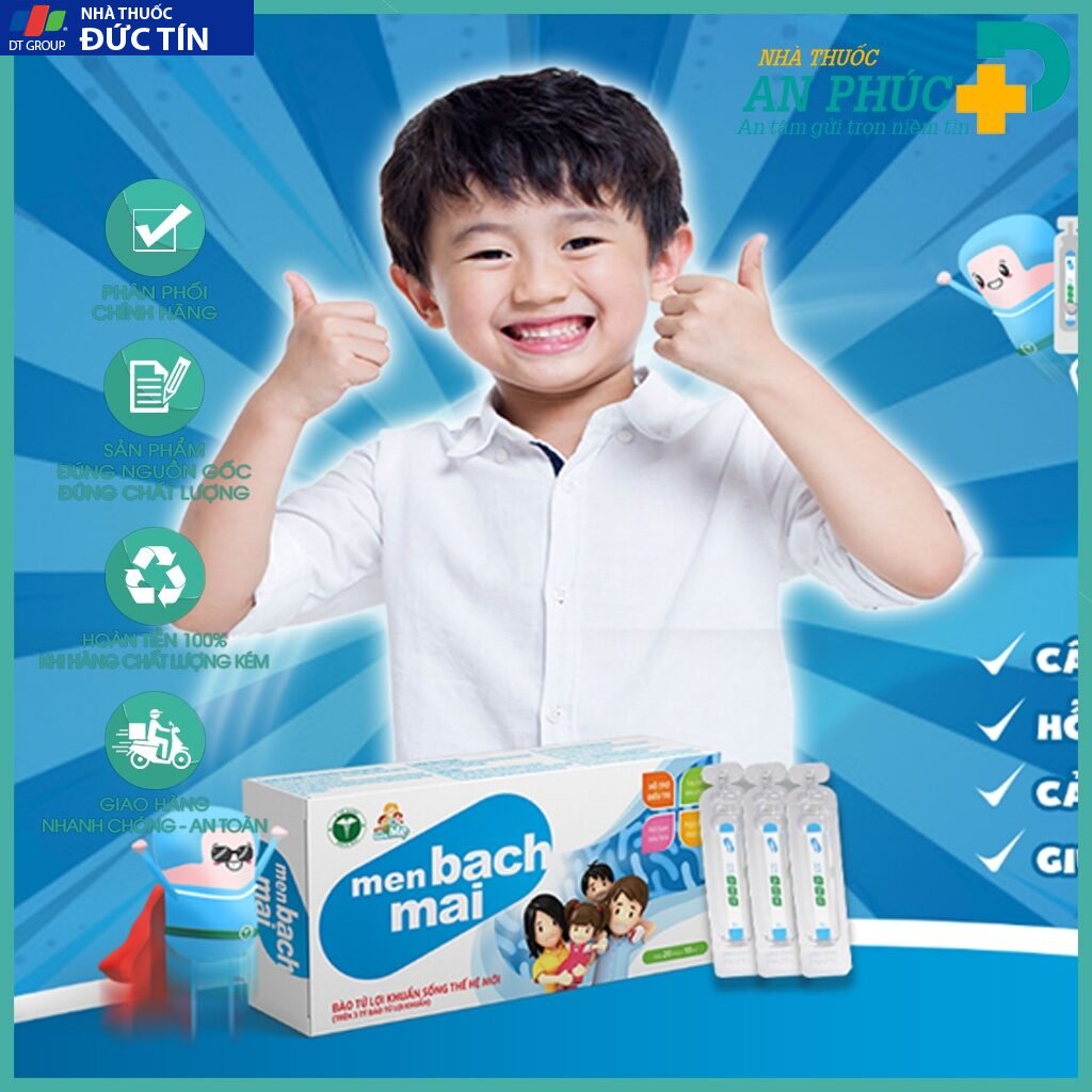 Men bạch mai, Men sống bạch mai mẫu mới, Hàng chính hãng nguyên tem CP, Date mới nhất - Hộp 20 ống 16 menbachmai7