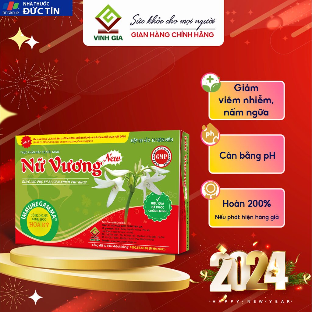 Nữ Vương New Vinh Gia Hỗ Trợ Cân Bằng PH Vùng Kín, Giảm Khí Hư, Ngứa Vùng Kín, Phòng Ngừa Các Bệnh Phụ Khoa Hộp 30 Viên 19 nuvung2