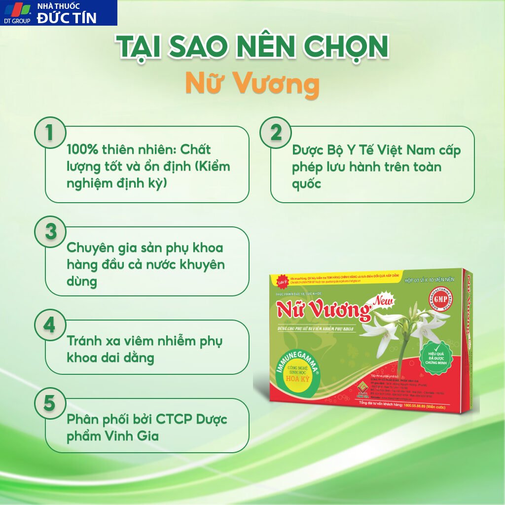 Nữ Vương New Vinh Gia Hỗ Trợ Cân Bằng PH Vùng Kín, Giảm Khí Hư, Ngứa Vùng Kín, Phòng Ngừa Các Bệnh Phụ Khoa Hộp 30 Viên 16 nuvuong5