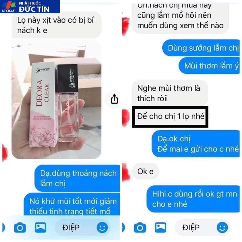 Xịt Khử Mùi Deora Clear Quyên Lara,Khử Mùi Hôi Nách, Thâm Nách, Ra Mồ Hôi Nách Ngay Sau 1 Tuần 50ml 28 quyenarra8