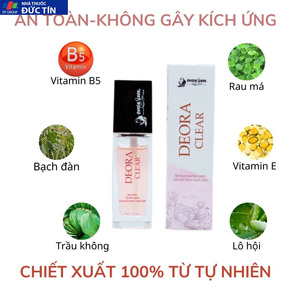 Xịt Khử Mùi Deora Clear Quyên Lara,Khử Mùi Hôi Nách, Thâm Nách, Ra Mồ Hôi Nách Ngay Sau 1 Tuần 50ml 20 quyennarrahoi4
