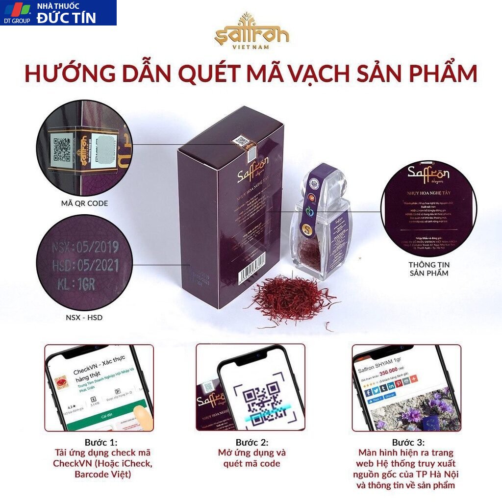 Nhụy Hoa Nghệ Tây Saffron Shyam 1Gram/hộp Tặng Bột Saffron 1gram/lọ 19 salon8