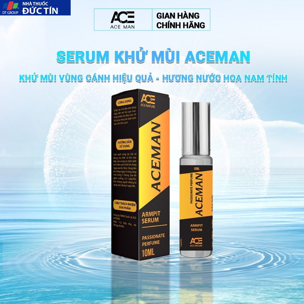 Lăn khử mùi nam, serum lăn nách nam ngăn tiết mồ hôi ACEMAN 10 ml/chai từ thiên nhiên không gây ố vàng áo 16 serum1 6