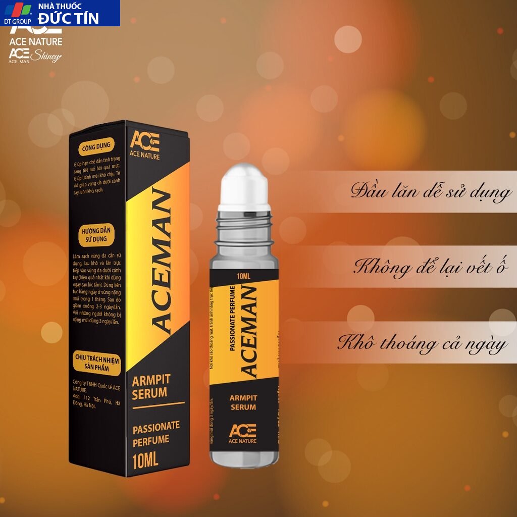 Lăn khử mùi nam, serum lăn nách nam ngăn tiết mồ hôi ACEMAN 10 ml/chai từ thiên nhiên không gây ố vàng áo 13 serum4 3