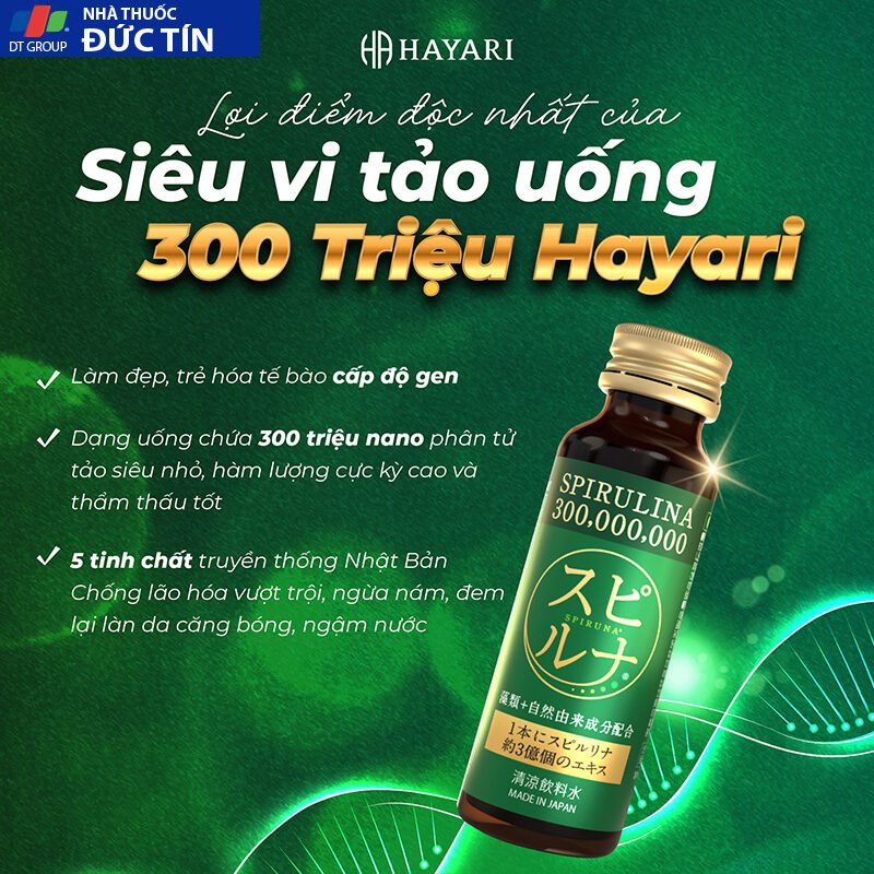 Siêu Vi Tảo Uống SPIRULINA 300 Triệu HAYARI giúp trẻ hóa cấp độ gen, đảo ngược lão hóa, kéo dài tuổi thọ 15 sieuvi2