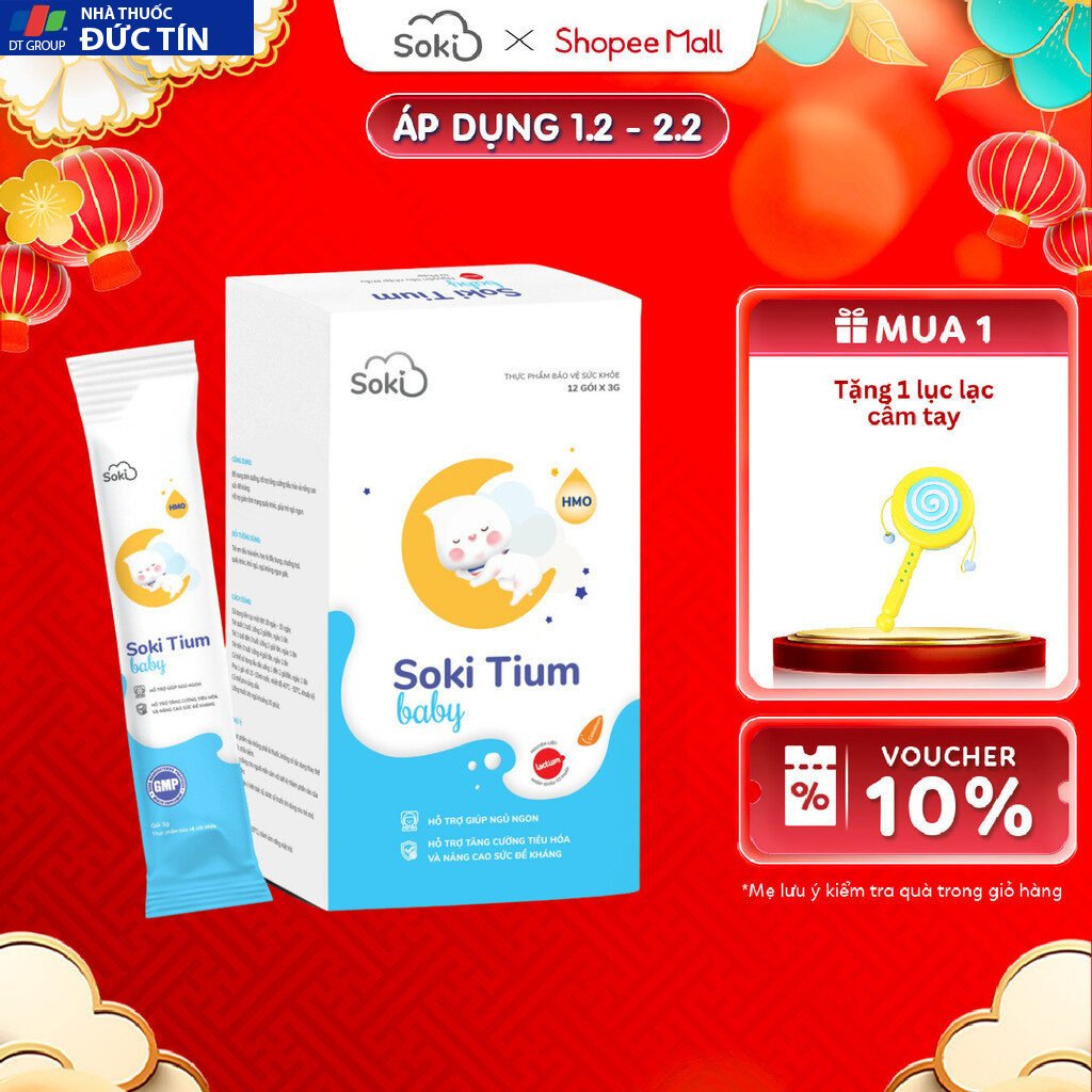 Sữa Ngủ Ngon Cao Cấp SOKI TIUM BABY Giúp Êm Bụng, Hỗ Trợ Tiêu Hóa Cho Bé (1H X 12gói X 3G) 28 ski1