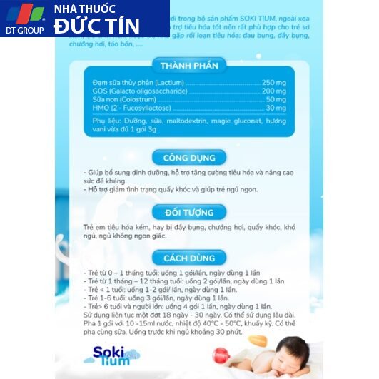 Sữa Ngủ Ngon Cao Cấp SOKI TIUM BABY Giúp Êm Bụng, Hỗ Trợ Tiêu Hóa Cho Bé (1H X 12gói X 3G) 21 soki9