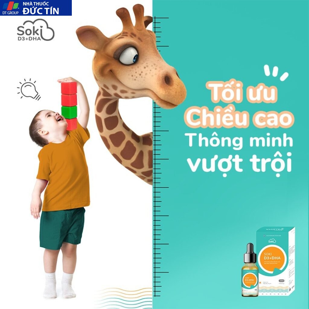 Siro SOKI D3+DHA Tăng Sức Khỏe, Hấp Thu Calci, Bổ Sung Dưỡng Chất Thiết Yếu Cho Trẻ 20ml/hộp 19 soli4
