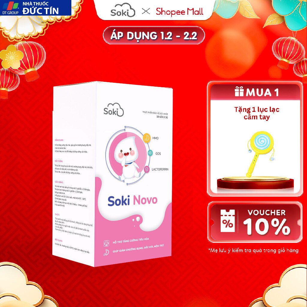 Sữa SOKI NOVO Khắc Phục Nôn Trớ, Đầy Hơi, Rối Loạn Tiêu Hóa Cho Trẻ Hộp 18 Gói 25 sua1
