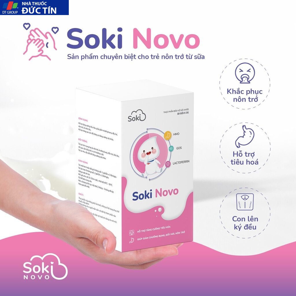 Sữa SOKI NOVO Khắc Phục Nôn Trớ, Đầy Hơi, Rối Loạn Tiêu Hóa Cho Trẻ Hộp 18 Gói 23 sua3