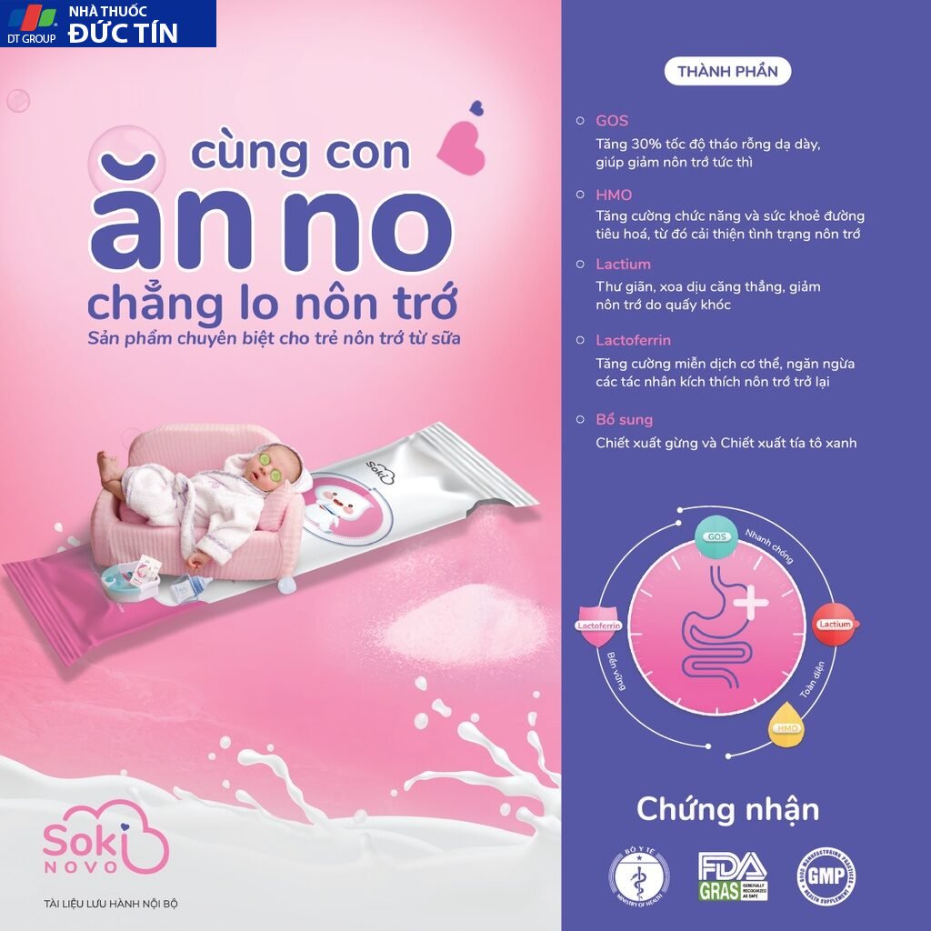 Sữa SOKI NOVO Khắc Phục Nôn Trớ, Đầy Hơi, Rối Loạn Tiêu Hóa Cho Trẻ Hộp 18 Gói 22 sua4