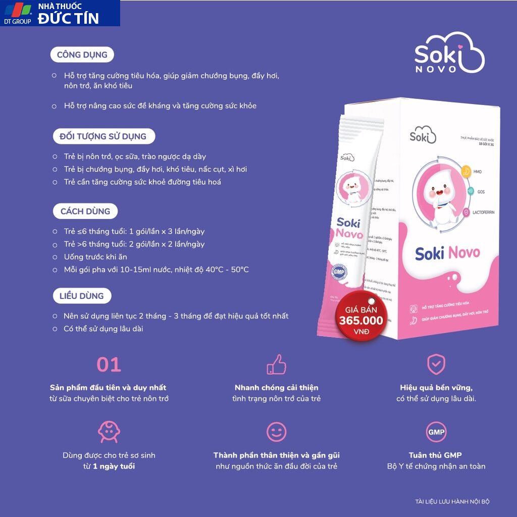 Sữa SOKI NOVO Khắc Phục Nôn Trớ, Đầy Hơi, Rối Loạn Tiêu Hóa Cho Trẻ Hộp 18 Gói 21 sua5