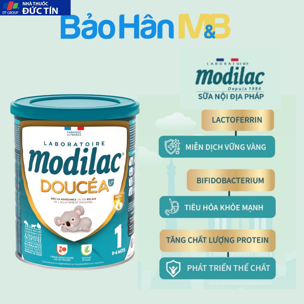 Sữa bột MODILAC DOUCEA Nhập khẩu Pháp Đủ số 1,2 ,3 - Phát triển toàn diện - Lon 800g 18 suabot2
