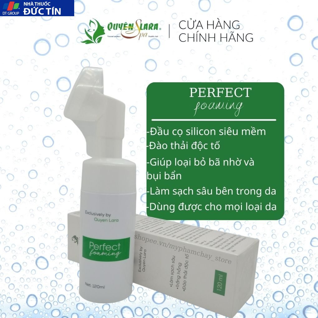Sữa Rửa Mặt Trắng Da,Làm Sạch Sâu Có Đầu Cọ Massage Tạo Bọt Pefect Foaming Quyên Lara Chính Hãng 120Ml 25 suaua4