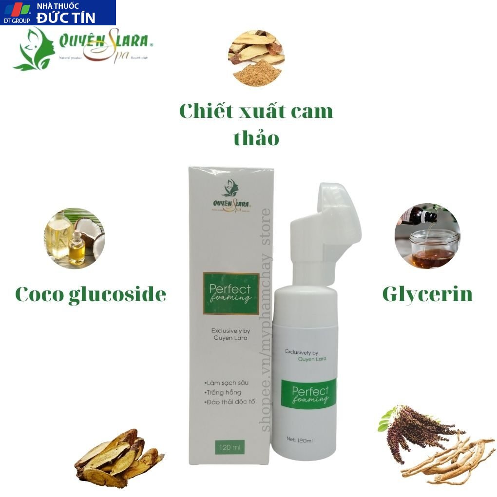 Sữa Rửa Mặt Trắng Da,Làm Sạch Sâu Có Đầu Cọ Massage Tạo Bọt Pefect Foaming Quyên Lara Chính Hãng 120Ml 24 suaua5