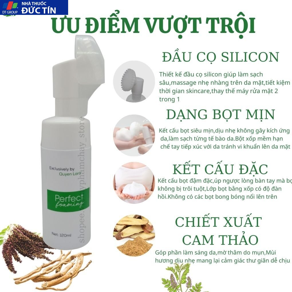Sữa Rửa Mặt Trắng Da,Làm Sạch Sâu Có Đầu Cọ Massage Tạo Bọt Pefect Foaming Quyên Lara Chính Hãng 120Ml 23 suaua6
