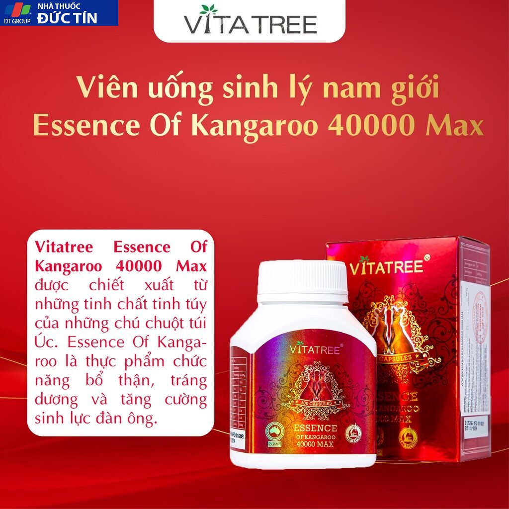 Tăng cường sinh lý nam giới Vitatree Essence Of Kangaroo 40000 Max của Úc hộp 100 viên 28 tangsinh5