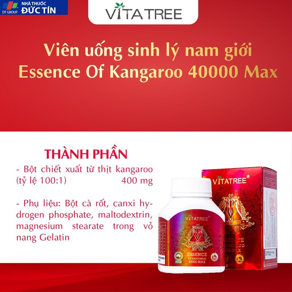 Tăng cường sinh lý nam giới Vitatree Essence Of Kangaroo 40000 Max của Úc hộp 100 viên 26 tangsinh7