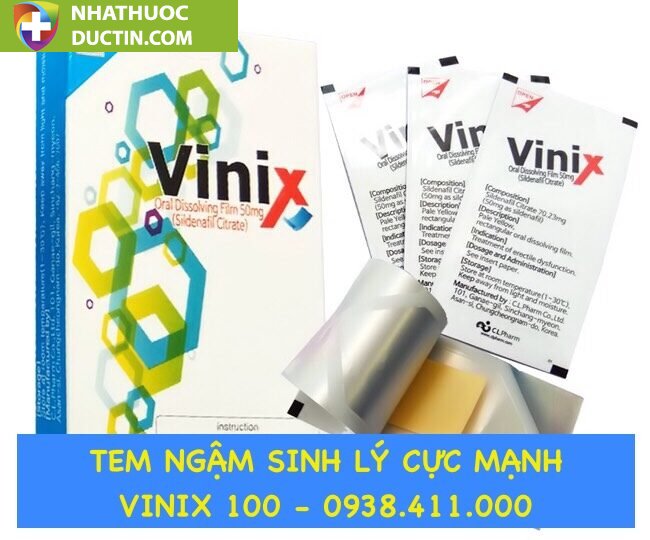 Tem ngậm Vinix 100mg tăng cường sinh lý của Hàn Quốc kéo dài thời gian 10 tem vinix hq