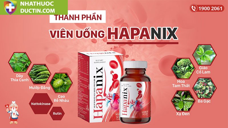 Viên Uống Hapanix Hỗ Trợ Cho Người Tăng Huyết Áp (Hộp 30 Viên) 26 thanh phan vien uong