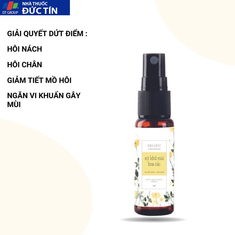 Xịt khử mùi hôi nách, hôi chân chiết xuất hoa cúc thảo mộc 30ml 17 thaomoc3