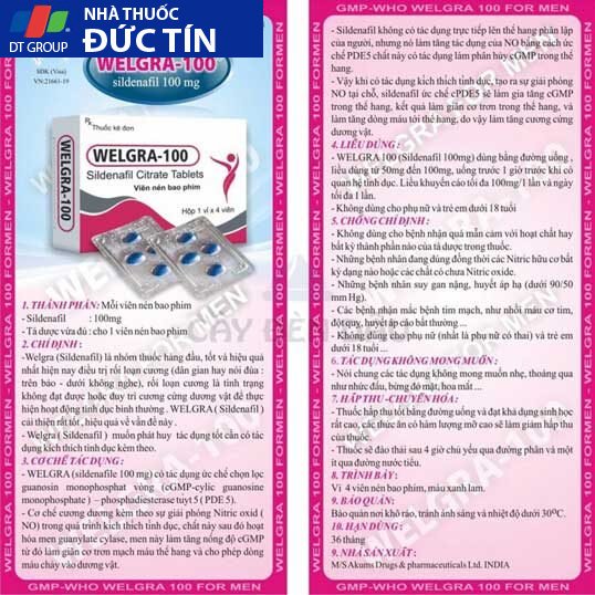 Viên uống cương dương ấn độ Welgra 100mg tăng cường sinh lý nam giới tốt nhất 20 thuoc cuong duong an do welgra 100mg 3