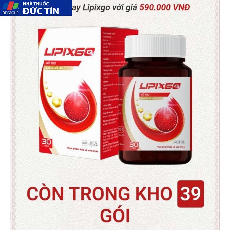 Viên uống Lipixgo hỗ trợ giảm mỡ máu tim mạch hộp 30 viên 14 thuoctot7