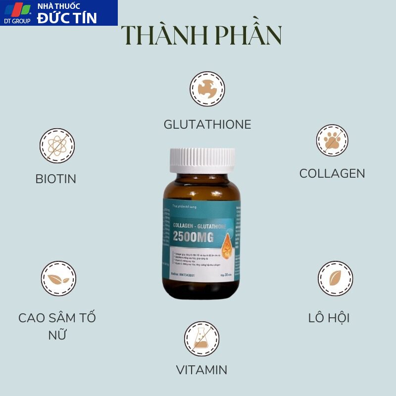 Viên uống trắng da COLAGEN -GLUTATHIONE 2500MG viên uống nâng tone cấp tốc đẹp da giảm nám tàn nhang tăng nội tiết 26 trangda2 5