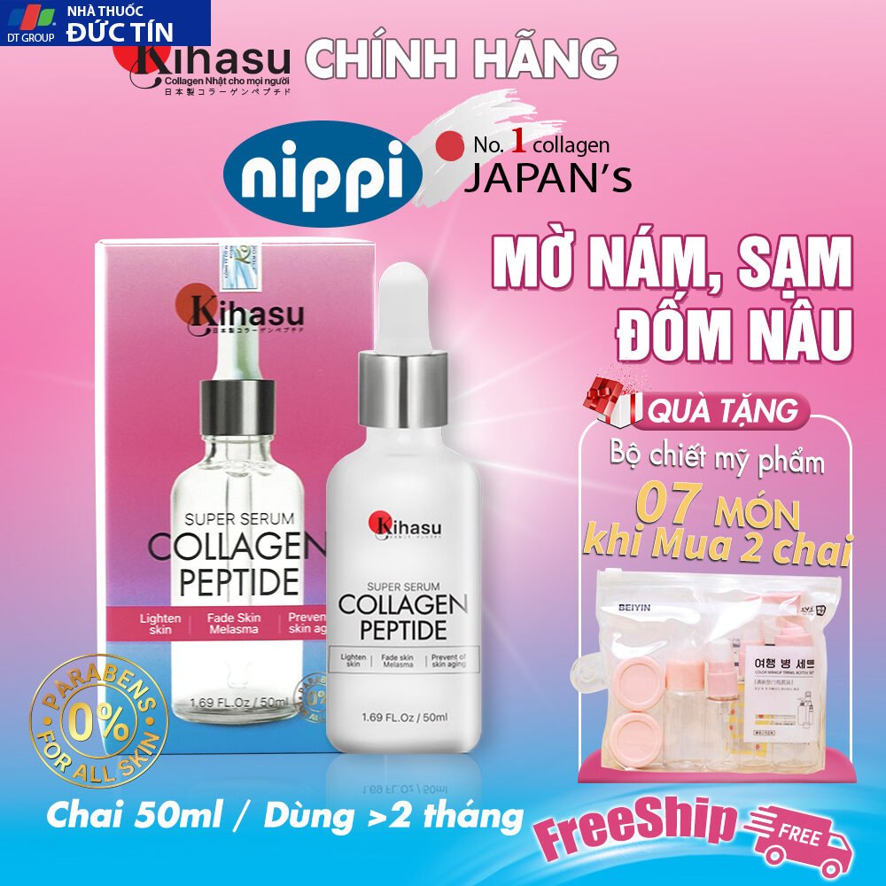 Serum làm mờ nám da, vết sạm, đốm nâu, da trắng sáng với Vitamin C, serum collagen peptide Kihasu Japan cho nam nữ 29 vitamin1