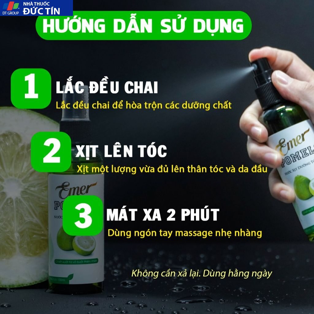 Dưỡng tóc tinh dầu bưởi kích mọc tóc pomelo EMER Garin 100ml giảm rụng tóc, xịt dưỡng cho tóc chắc khỏe và suôn mượt 25