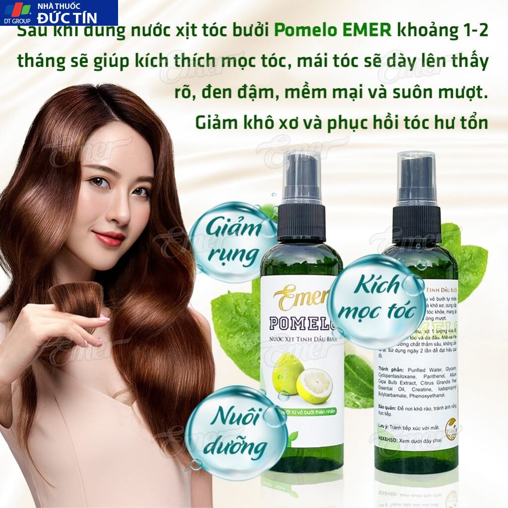 Dưỡng tóc tinh dầu bưởi kích mọc tóc pomelo EMER Garin 100ml giảm rụng tóc, xịt dưỡng cho tóc chắc khỏe và suôn mượt 24