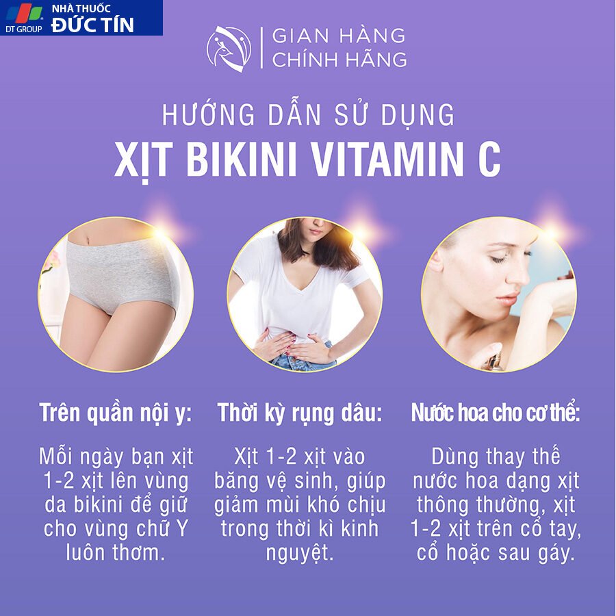 Xịt Bikini khử mùi giảm thâm vùng kín, xịt thơm Bikini Vitamin C API, xịt thơm và kháng khuẩn, nước hoa vùng kín 20ml 22