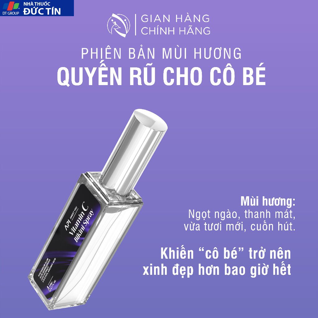 Xịt Bikini khử mùi giảm thâm vùng kín, xịt thơm Bikini Vitamin C API, xịt thơm và kháng khuẩn, nước hoa vùng kín 20ml 21