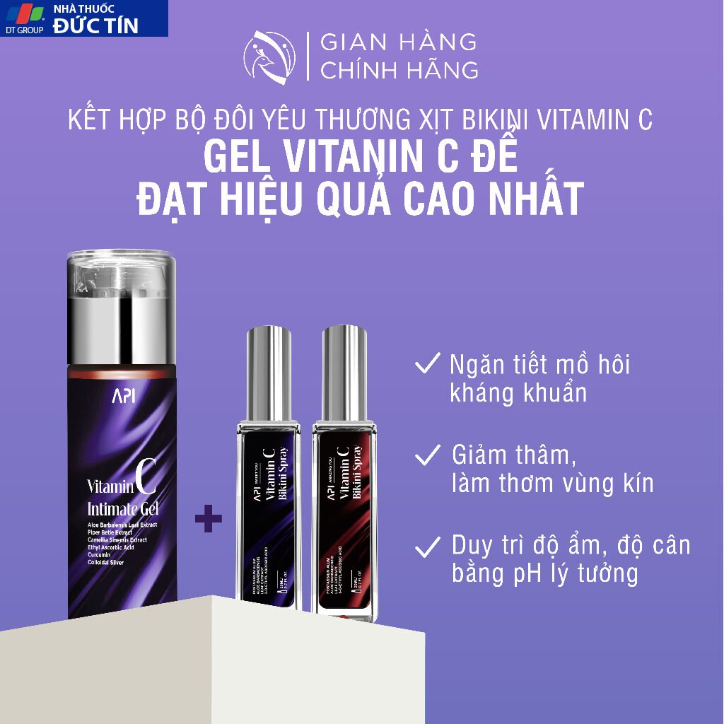 Xịt Bikini khử mùi giảm thâm vùng kín, xịt thơm Bikini Vitamin C API, xịt thơm và kháng khuẩn, nước hoa vùng kín 20ml 20