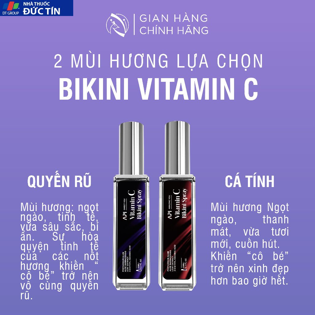 Xịt Bikini khử mùi giảm thâm vùng kín, xịt thơm Bikini Vitamin C API, xịt thơm và kháng khuẩn, nước hoa vùng kín 20ml 18